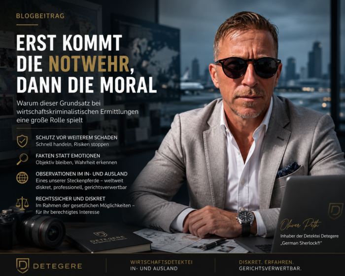 Oliver Peth - Privat Investigation Service Detegere / Wirtschaftsdetektei und Privatdetektei - Notwehr und Moral, Gedanken eines Detektivs 