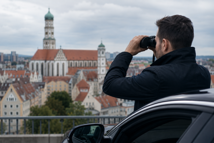 Detektei Augsburg für Observation, Versicherungsbetrug und Wirtschaftsermittlungen. ZAD-qualifiziert, bundesweit und weltweit einsatzfähig.