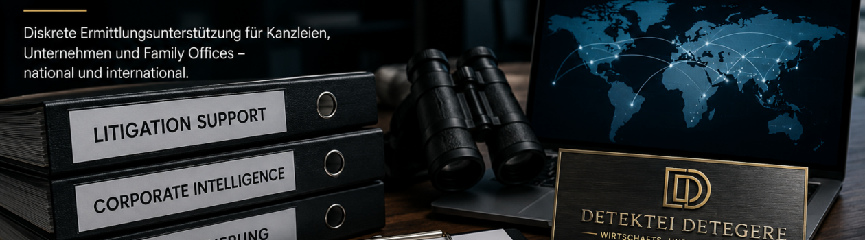 Detegere unterstützt Kanzleien, Unternehmen und Family Offices mit Corporate Intelligence, Litigation Support und gerichtsfester Beweissicherung.