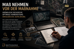 Warum professionelle Ermittlungen mit gründlicher Vorbereitung beginnen. Erfahren Sie, wie Recherche, Lagebild und Einsatzplanung den Erfolg steigern.