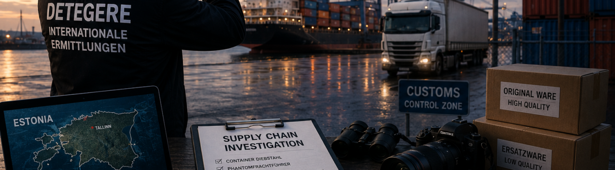 Detektei Estland: Ermittlungen bei Supply Chain Fraud, Containerdiebstahl, Fake-Speditionen und Lieferkettenbetrug. Internationale Observationen & OSINT weltweit.