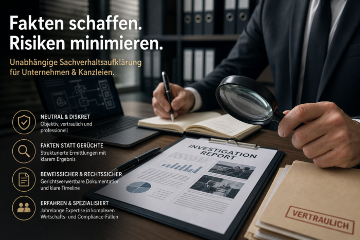 Wirtschaftsdetektei Detegere - Unabhängige Sachverhaltsaufklärung für Unternehmen und Kanzleien