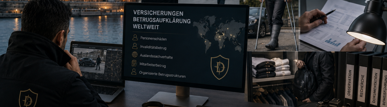 Internationale Betrugsaufklärung für Versicherungen. Observationen, Invaliditätsbetrug, Personenschäden & operative Ermittlungen weltweit.