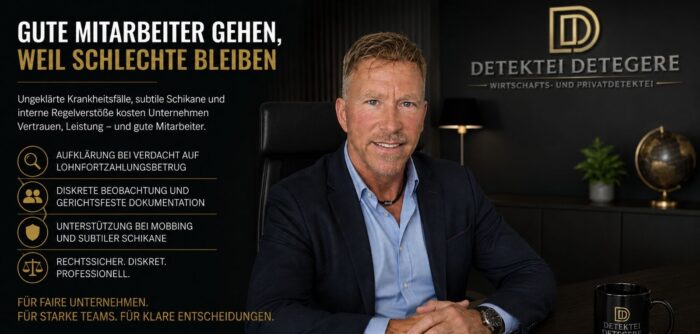 Lohnfortzahlungsbetrug, subtile Schikane und interne Regelverstöße schaden Teams. DETEGERE schafft Klarheit durch diskrete Ermittlungen.