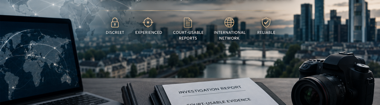 German premium investigator for international law firms, companies, insurers and private clients. Court-usable facts, asset tracing and investigation.