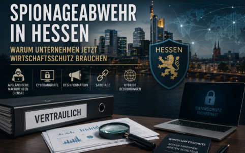 Hessen verstärkt die Spionageabwehr. Warum Unternehmen im Rhein-Main-Gebiet jetzt Daten, Lieferketten und Know-how besser schützen sollten.