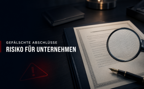Gefälschte Abschlüsse gefährden Unternehmen. Erfahren Sie, wie Background-Checks Qualifikationen prüfen und Haftungsrisiken reduzieren.