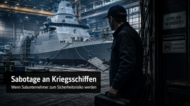 Neue Sabotagefälle zeigen, wie Subunternehmer, Insider und fehlende Kontrollen Kriegsschiffe, Werften und Rüstungsprojekte gefährden.