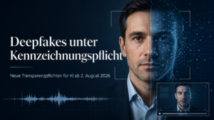 Deepfakes & AI Act: Neue Kennzeichnungspflichten ab August 2026
Meta-Description: Seit dem 2. August 2026 gelten neue Transparenzpflichten des EU AI Act. Was Deepfakes, KI-Stimmen und Fake-Profile für Unternehmen, Betrugsprävention, OSINT und Ermittlungen bedeuten.