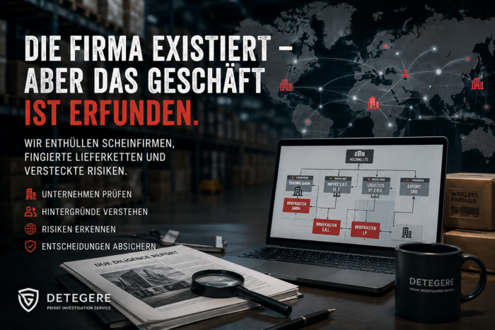 Scheinfirmen können vollkommen seriös wirken. Erfahren Sie, wie Due Diligence, OSINT und Corporate Intelligence versteckte Risiken aufdecken.
