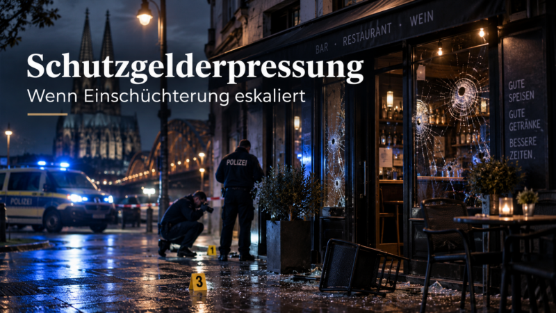 Schutzgelderpressung: Wenn Einschüchterung eskaliert Schüsse in Köln zeigen das Risiko von Erpressung. Wie Unternehmen Warnsignale erkennen, Täterstrukturen analysieren und frühzeitig handeln können.