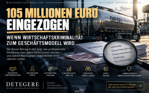 05 Mio. Euro eingezogen: Wirtschaftskriminalität erkennen Diesel-Betrug in Hof: Oliver Peth erklärt Warnsignale, Due Diligence, Asset Tracing und wie Unternehmen Wirtschaftskriminalität früh erkennen.