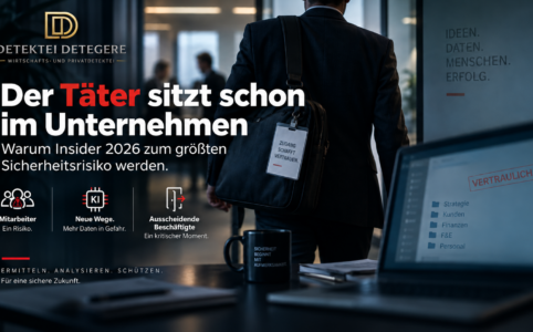 Insider Threat 2026: Warum Mitarbeiter, KI und ausscheidende Beschäftigte zum Risiko werden – und wie Unternehmen Verdachtsfälle professionell aufklären.