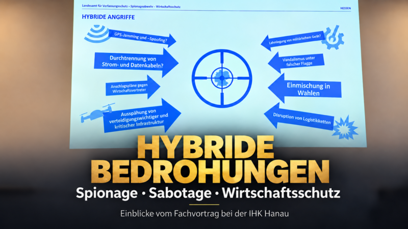 Wirtschaftsschutz, Wirtschaftsspionage, Spionageabwehr, Sabotage, Innentäter, Unternehmenssicherheit, Cyberangriffe, Identitätsprüfung, Background-Check, IHK Hanau, Detektei Detegere