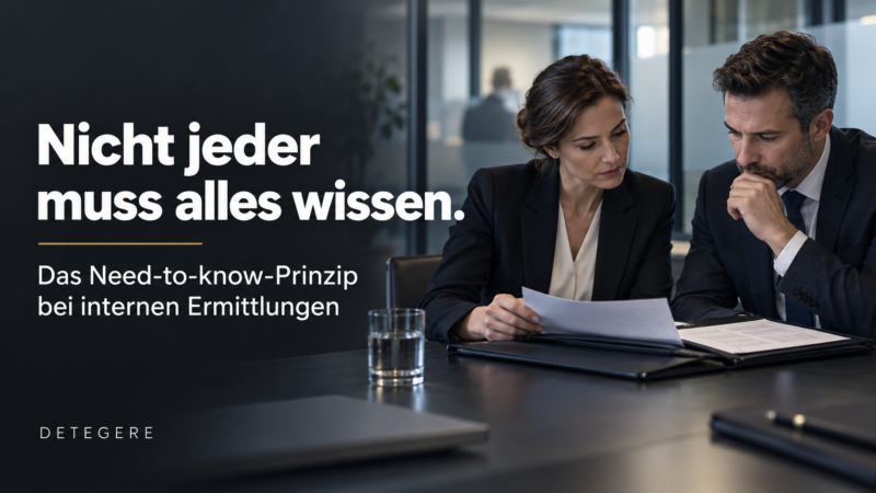 Warum das Need-to-know-Prinzip interne Ermittlungen schützt: Informationslecks vermeiden, Beweise sichern und Hinweisgeber schützen. Praxiswissen von Detegere.